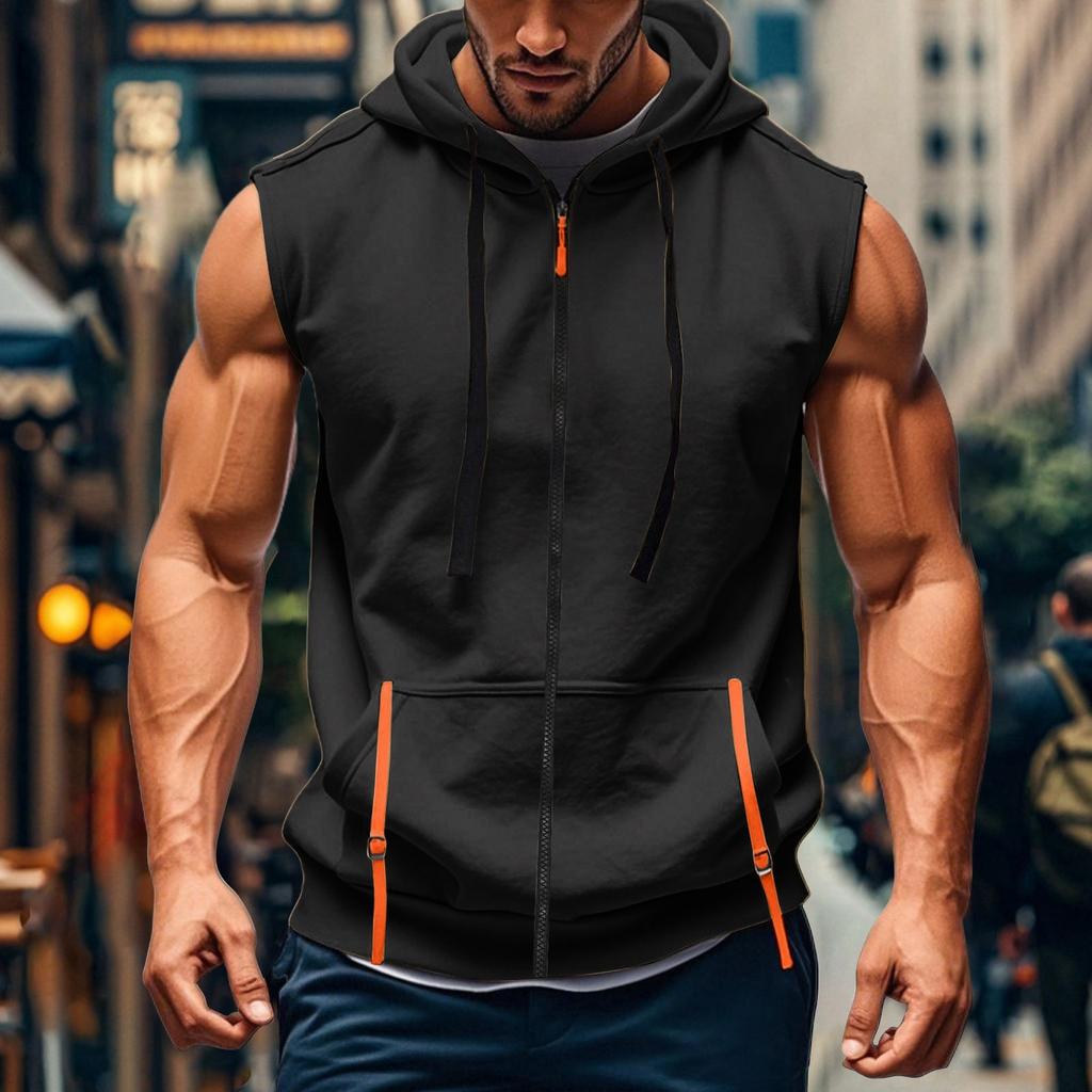 Herrenweste, Weste, Lässige Kapuzenweste und Pullover