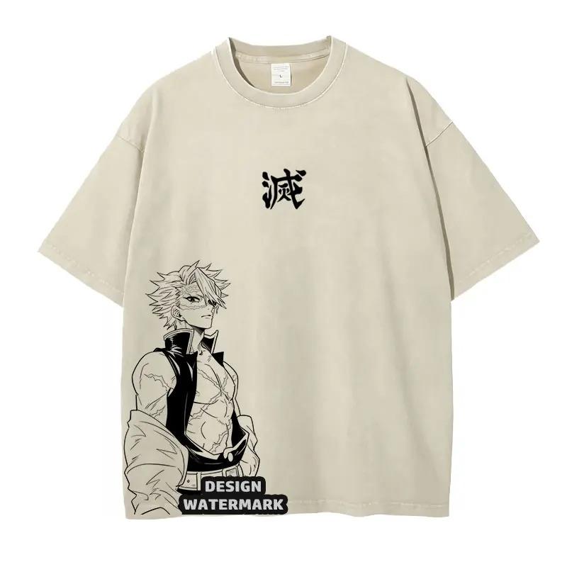 Dämonen Jäger: Kimetsu no Yaiba Shinobu Kocho Line Art Vintage Washed Oversized T-Shirt | Anime Streetwear Tee