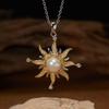 Schmuck Ohrringe S925 Sterlingsilber Naturperlen Halskette Damen Persönlichkeit Mode Sonnenblumen Anhänger