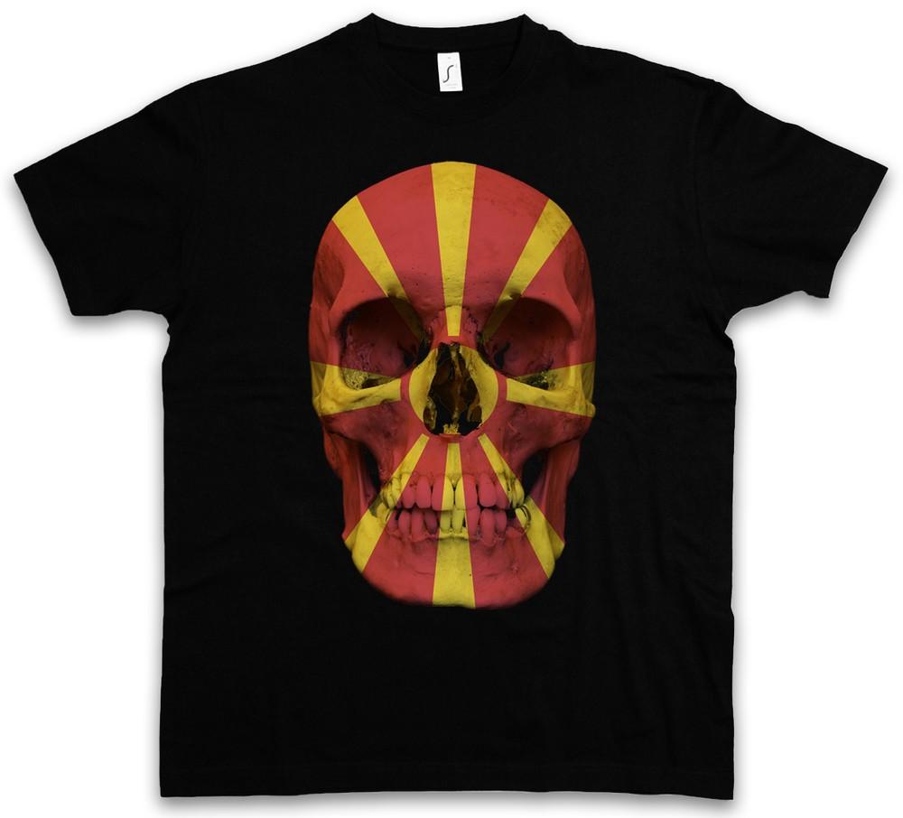 CLASSIC MACEDONIA SKULL FLAG T-SHIRT - Skull Banner Flag Macedonia