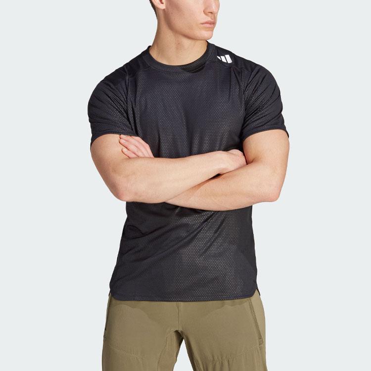 Adidas D4T Strength Workout Tee With Solid Logo Quick-Dry Sports Fitness Short Sleeve Men Tops Black IL1381