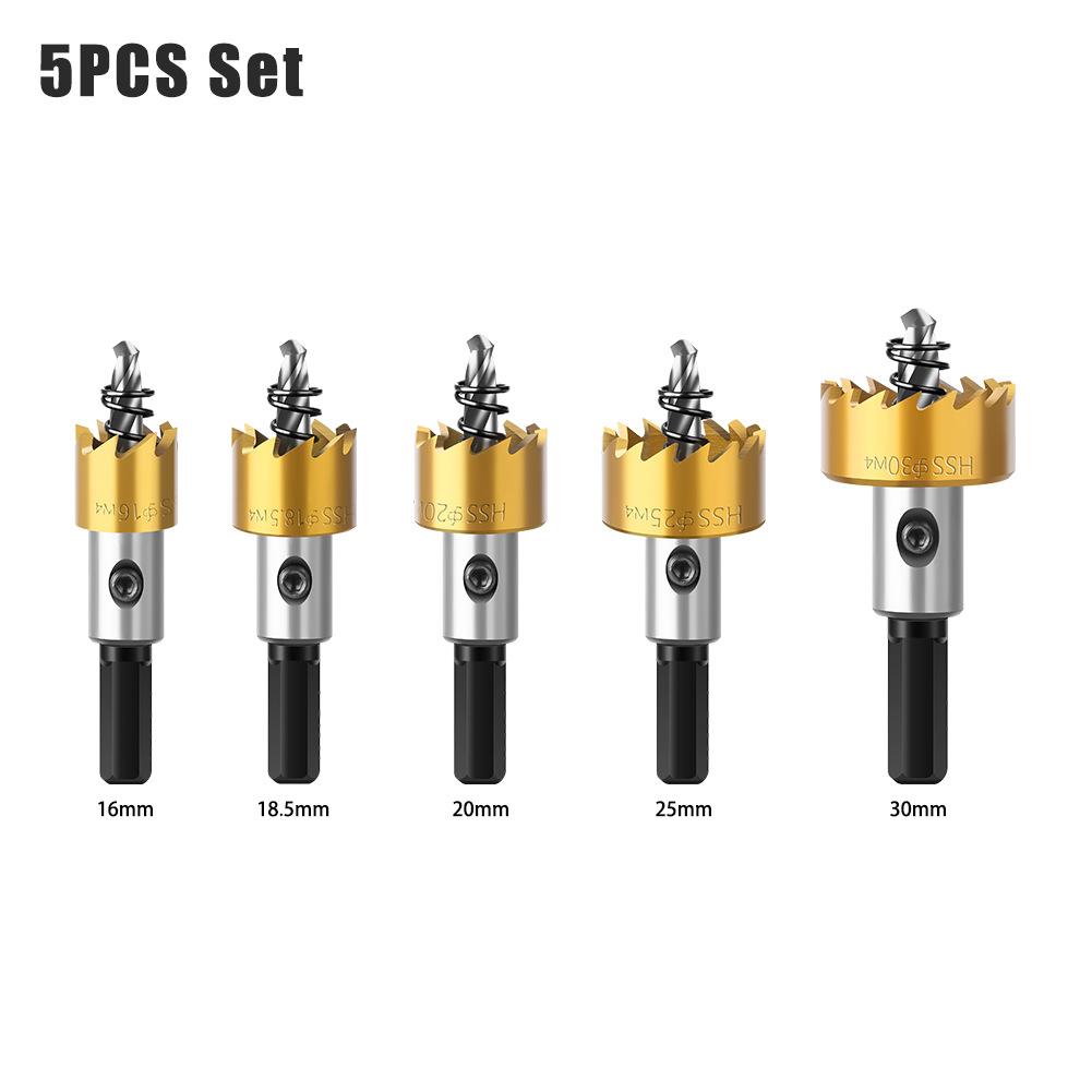 5Pcs Carbide Tip HSS Drill Bit Hole Opener High Speed Steel Hole Saw Cutter Drill Bits Stainless