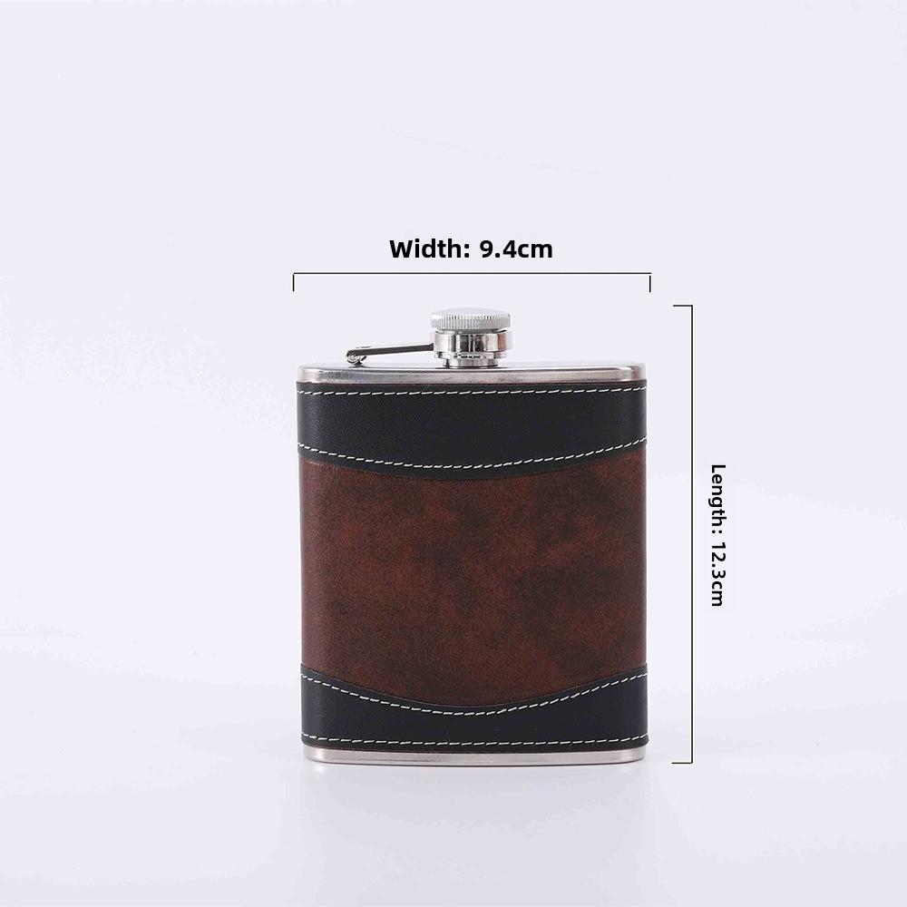Portable 6oz 7oz 8oz Hip Flask Stainless Steel Leakproof Drinking Water Bottle Mini Leather Covered Liquor Flask Outdoor