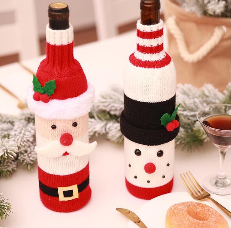Christmas Decorations for Home Santa Claus Wine Bottle Cover Bag Snowman Stocking Gift