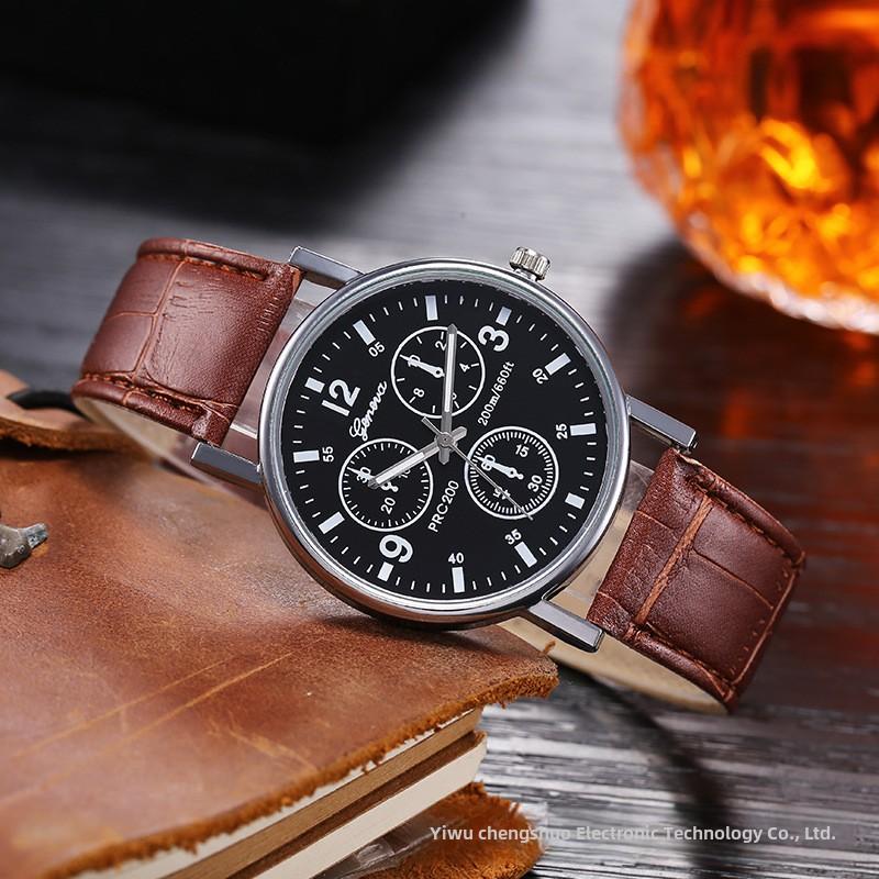

Стильные мужские кварцевые часы со светящимися стрелками, деловые часы с кожаным ремешком, идеальный подарок для мужчин