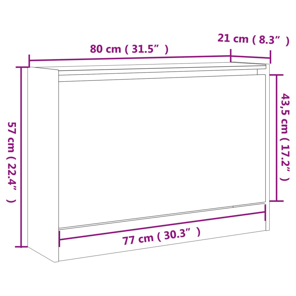 Shoe Cabinet Concrete Grey 80 X 21 X 57 Cm Particleboard
