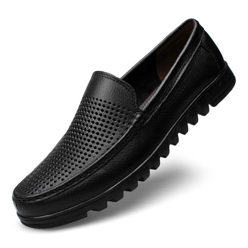 Men s Extra Large Slip-On Leather Shoes - Casual Cowhide for Middle-Aged and Elderly 41