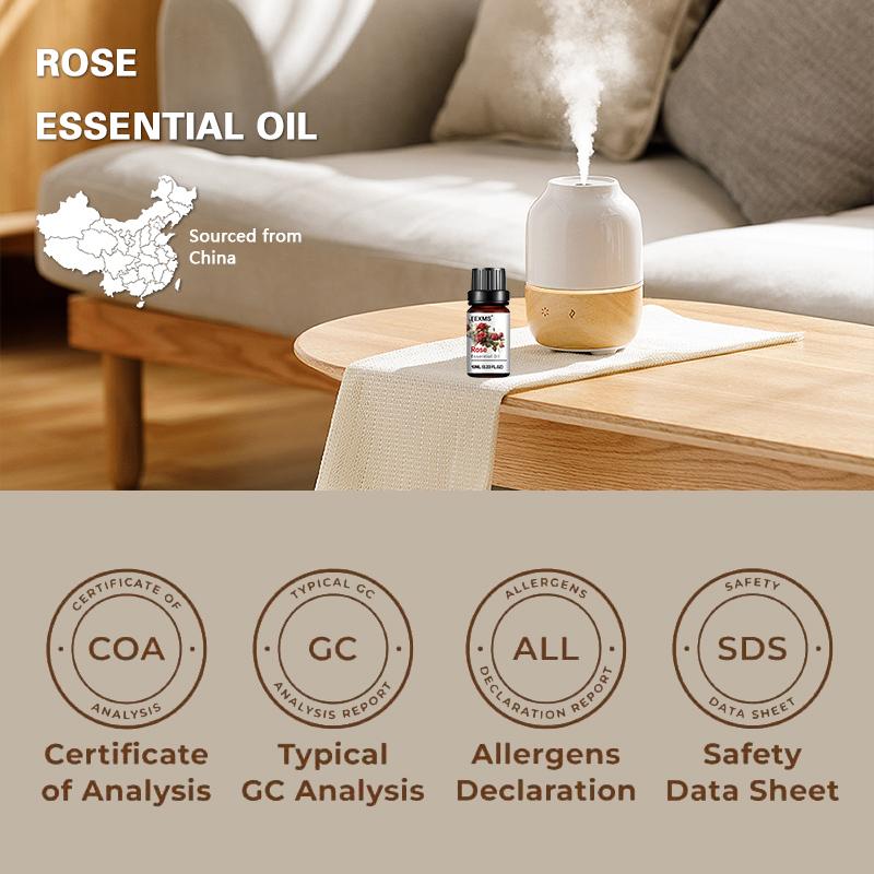 Rose Essential Oil 100% Pure Natural - for Sleep, Relax, Skin Moisturizing Care & Aromatherapy