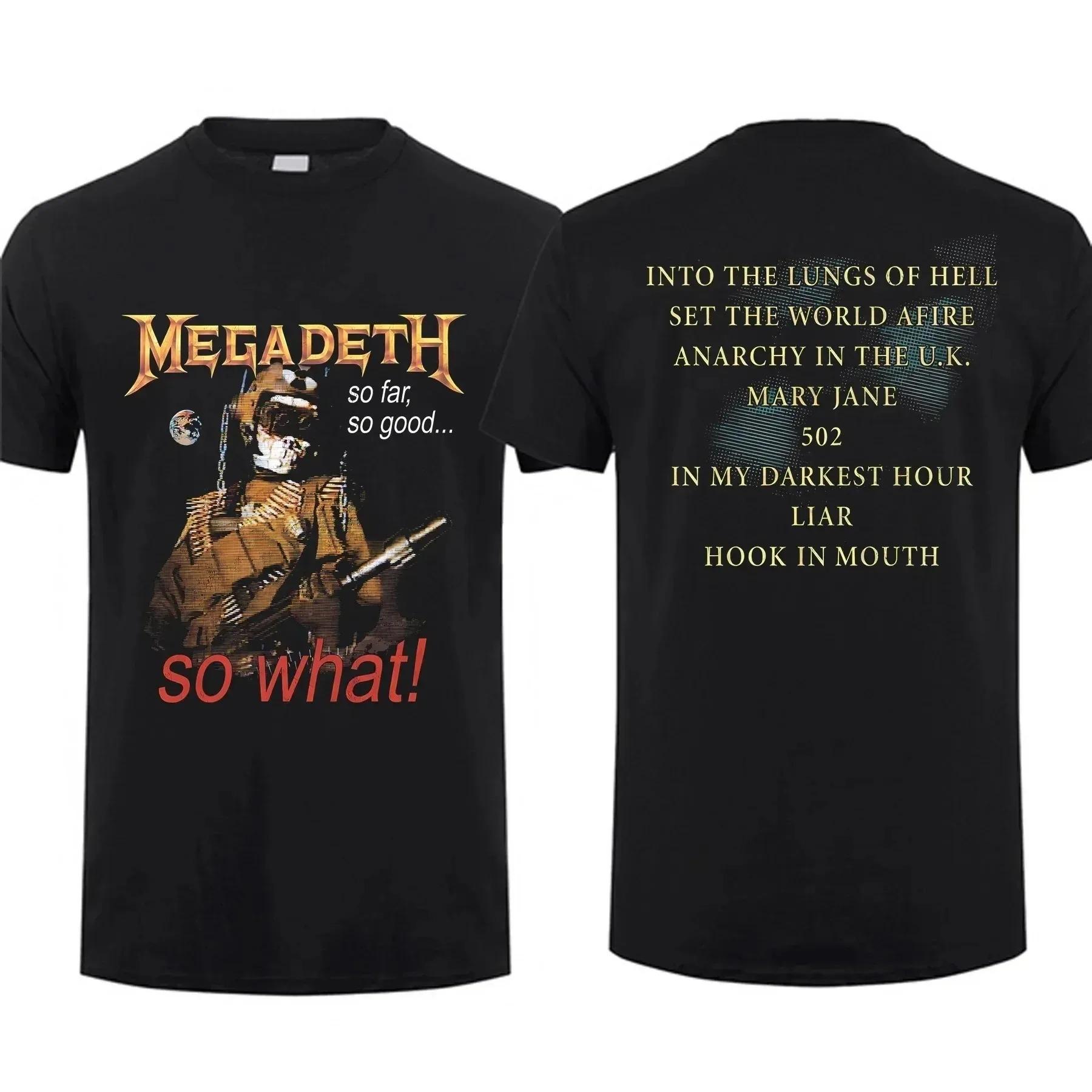Megadeth  So Far, So Good... So What!  Astronaut Skull Double Sided Graphic Print Thrash Metal Band Streetwear T-Shirt 4XL