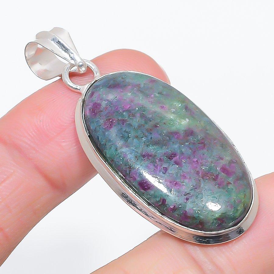 

Natural Ruby Fuchsite Gemstone 925 Sterling Silver Jewelry Pendant 2.05 W4q74