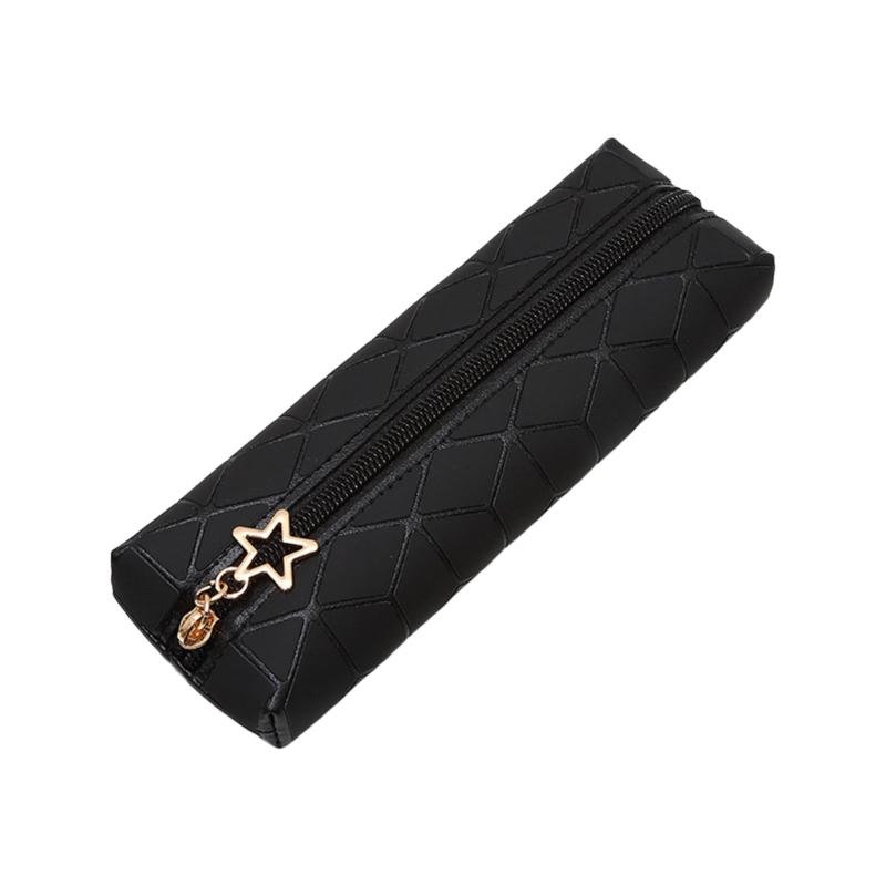Waterproof Leather Pencil Case Zippered Pencil Pouches Large Compartment Portable Pen Organiser Bag For Student Adult