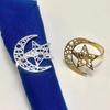 6Pcs Ramadan Decoration Silver Moon and Star Napkin Rings for Muslim Islamic Eid Mubarak Party Dinner Table Decoration