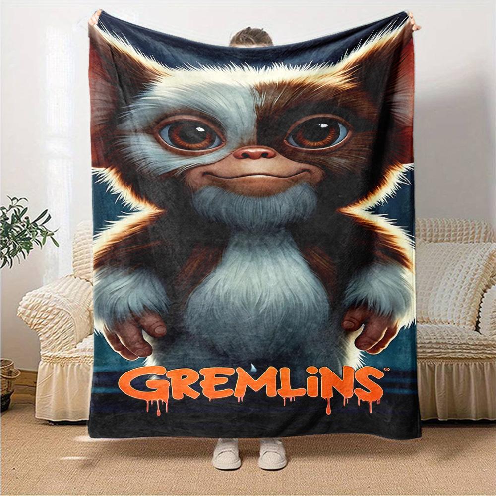 1ks Gremlins Gizmo Přehozová deka Měkký flanel, Útulný polyester pro všechna roční období Perfektní pro domov, kancelář