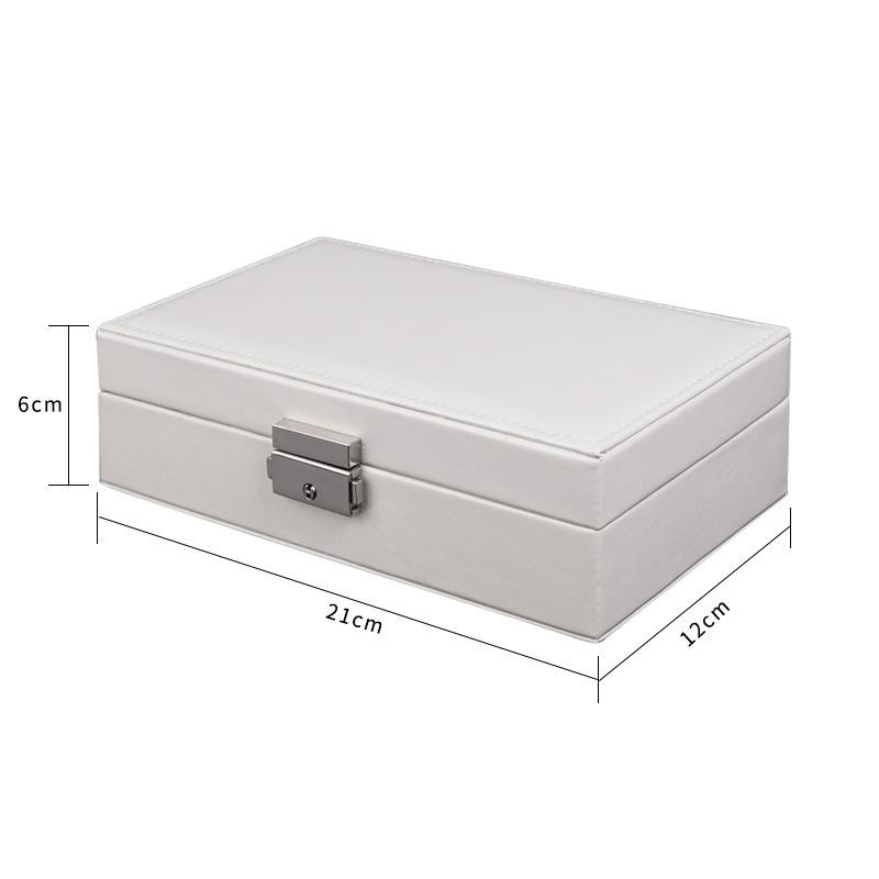 PU single-layer simple storage jewelry box large-capacity necklace stud earrings box solid color household jewelry storage box