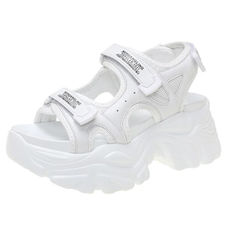 Sandali da donna 8 cm con plateau suola spessa scarpe con plateau sandali scarpe estive casual beige nero comode