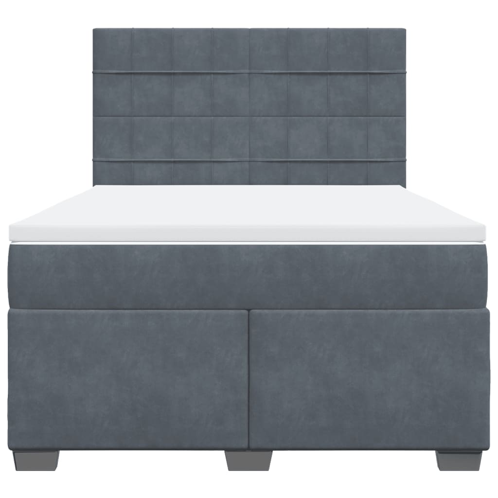 Vidaxl Kontinentalbett Mit Matratze, Dunkelgrau, Samt 140X190Cm