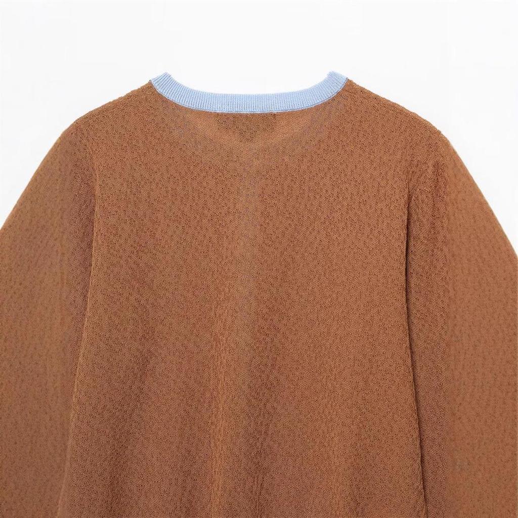 TAOP&ZA Jarní/Letní Dámský Ležérní Jednořadý Pletený Kardigan s Patchworkem