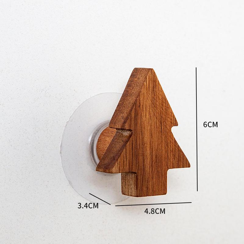 Nordic Solid Wood Star & Moon Wall Hook Set - Punch-Free Design for Coats & Hats