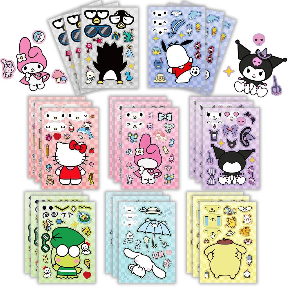 8/16-piece face-matching Sanrio Hello Kitty Kuromi Melody Educational DIY children s puzzle stickers assembly game ga Entertaining Play Safe