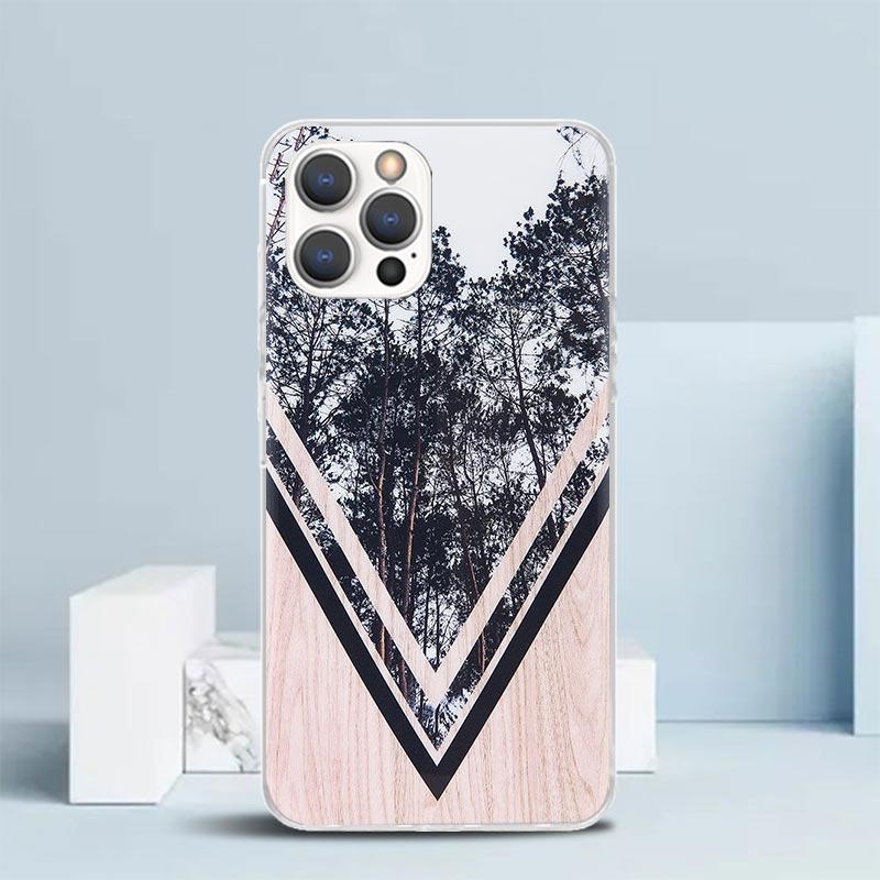 Forest Geometry Wood Nature Phone Case For IPhone 16 17 Air 16E 15 14 Plus 13 Mini 12 11 Pro Max 7 8 + SE 2020 Soft TPU Back Cov