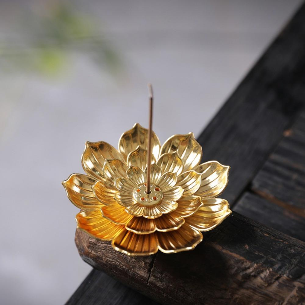 1pc Elegant Lotus Incense Burner Ideal for Home, Office and Teahouse Decor | Metal Incense Burner for Yoga Studios, Spas,camping