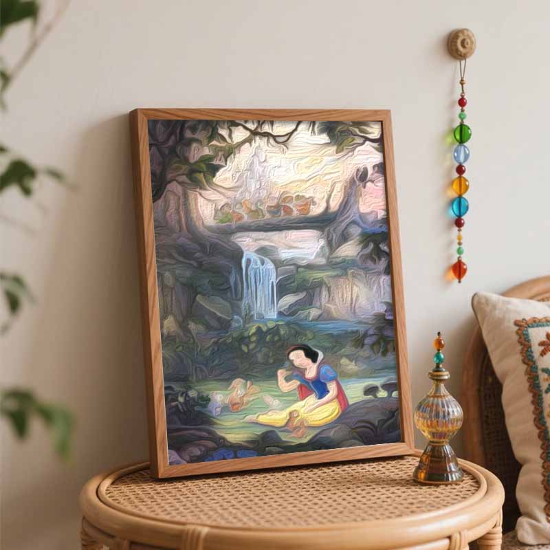 Disney Snow White Seven Dwarfs digital oil painting diy handpainted coloring painting home decoration gift wall art 130 characters!