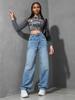2026 Women's High Waist Heart Jacquard Denim Wide Leg Pants - Slimming, Versatile, and Stylish European & American Design