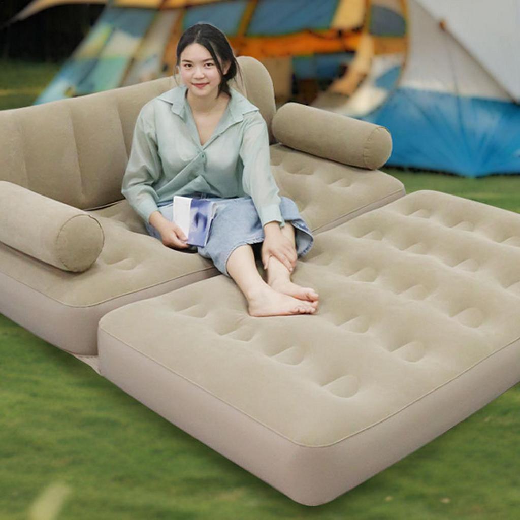 Air Couch With Air Pump Leakproof Valve Lounge Chair Inflatable Camping Couch Foldable Bed For Outdoor Beach Travel Hiking Road