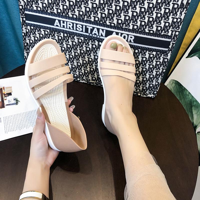 

2024 лето уличные водонепроницаемые повседневные с открытым носком и рыбьим ртом легкие ленивые на одной педали пляжные шлепанцы на плоской подошве женские 36 хаки