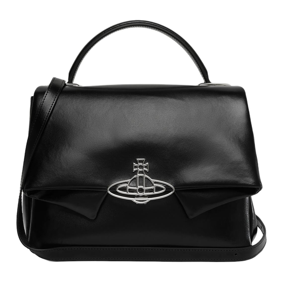 

VIVIENNE WESTWOOD Sibyl Silver Saturn Logo Leather Shoulder Crossbody Handbag Women Handbag Black 47020008WL0077BLAC Basic Set (Bag+Dust Bag)