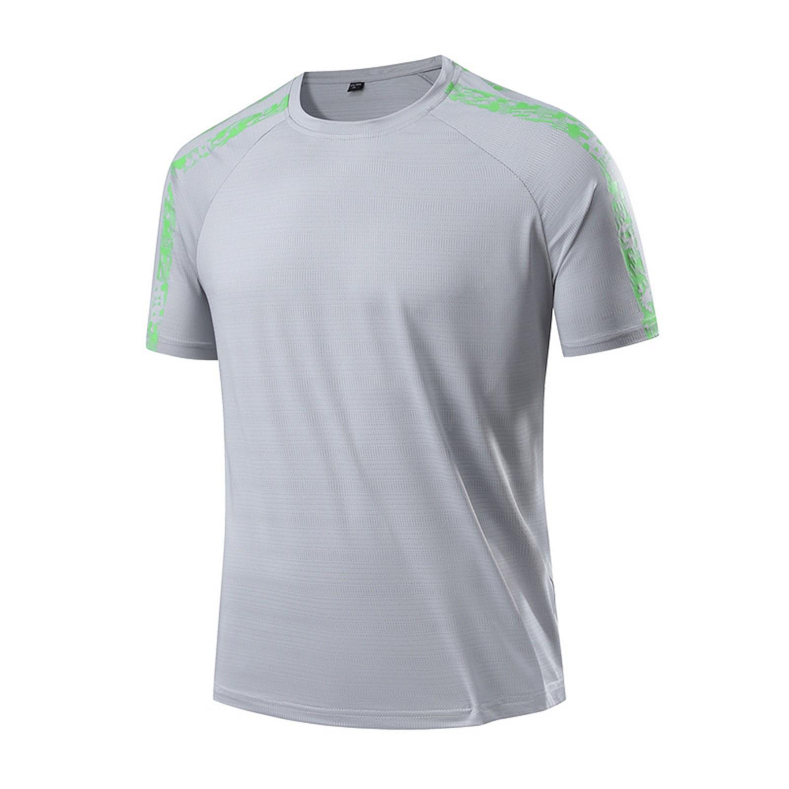 

Мужская летняя облегающая дышащая одежда из шелка с круглым вырезом, быстросохнущая, повседневная спортивная футболка, топы L