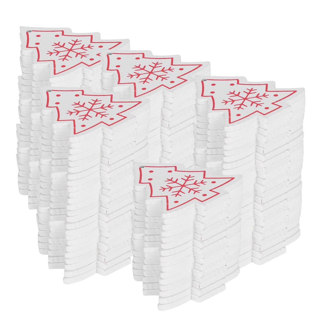 110Pcs Christmas Decorations Wood Chips Carving Christmas Tree Shape Wooden Crafts