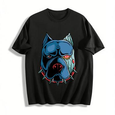Cyberpunk Mechanical Pitbull Print Cool Street Casual Top Pure Cotton T-shirt