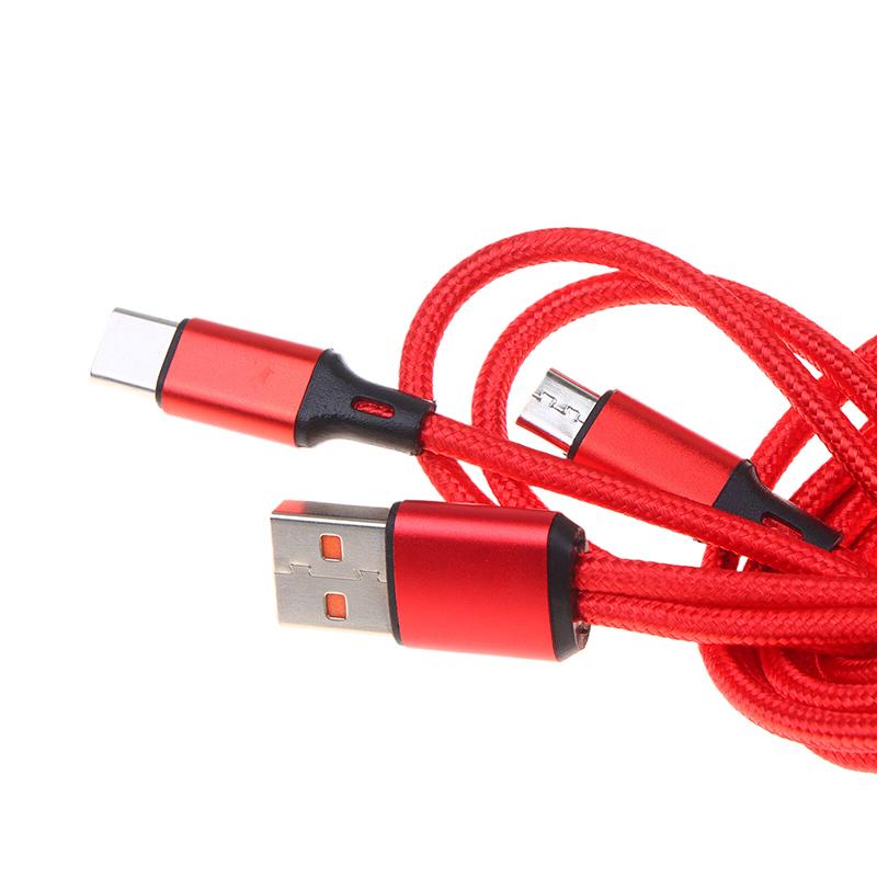 2-in-1 USB C Fast Charging Cable 5A Y Splitter Micro USB Data Cord for Android Phones Tablets Car Travel Use