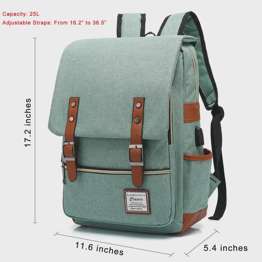 Retro Canvas USB Backpack: Unisex, Large Outdoor Travel Bag