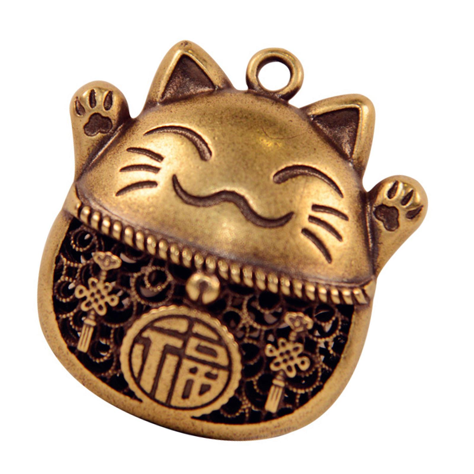 

Artistic Lucky Cats Copper Pendant Detailed Carving Home Decoration Personal Accessory 1