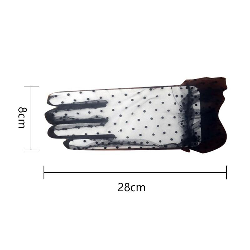 1 Pair Women Thin Short Tulle Gloves Stretchy Lace Spots Sheers Flexible Accessories Full Finger Short Gloves