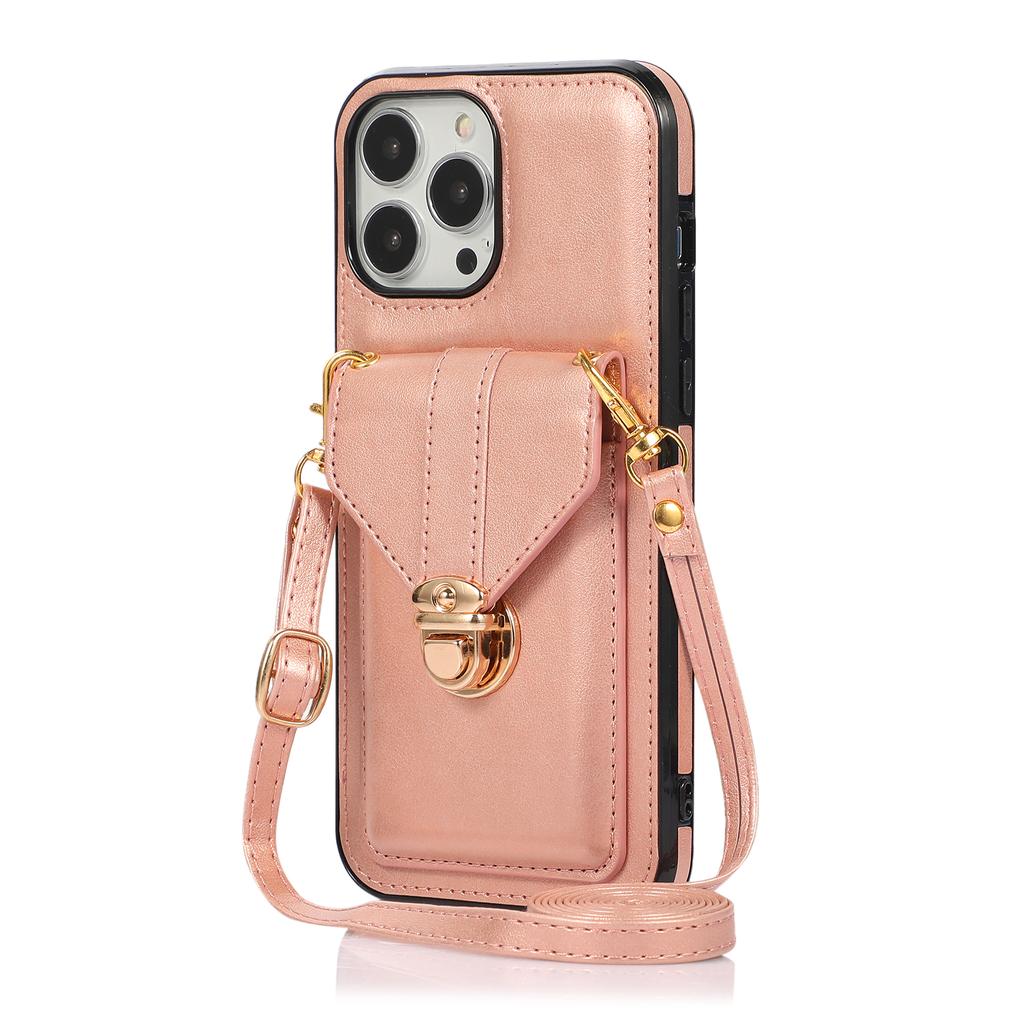 Crossbody Leder Portemonnaie Hülle Kartensteckplatz Halter Metallschnalle für iPhone 15 14Plus 13 12 11 Pro Max XSMAX für Samsung S24 S23 S22 S21 Ultra Plus A14 A54