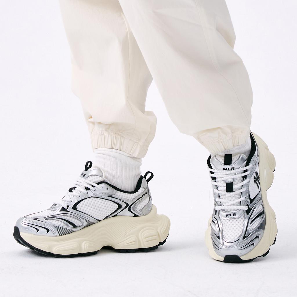 New MLB Winner Chunky Anti-Slip Wear-Resistant Low-Top Chunky Sneakers Unisex Silver 3ASHWD15N-50IVS