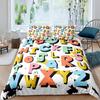 Kids Alphabet Duvet Cover Set Polyester Digital Pattern Bedding Twin Size Hand Painted Educational Quilt Cover