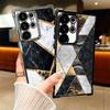 Geometric Marble Pattern Plating Phone Case For Samsung Galaxy S24 S25 FE S26 Edge S23 Ultra S22 S21 Plus S20 Anti-Fall Airabag