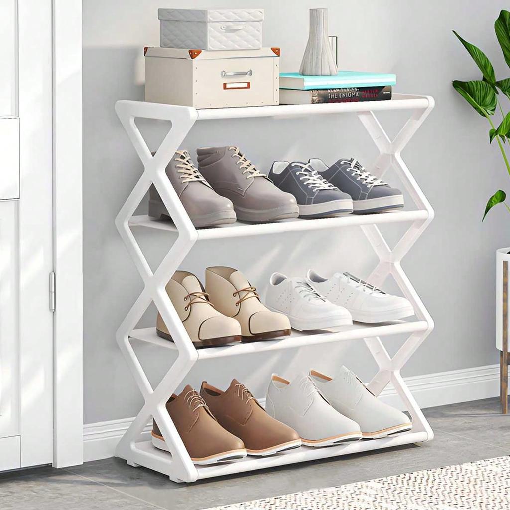 Dieses vierstöckige, verdickte, zusammenklappbare, verstellbare Schuhregal spart Platz und ist ideal für Eingangsbereiche, Schränke und Flure.