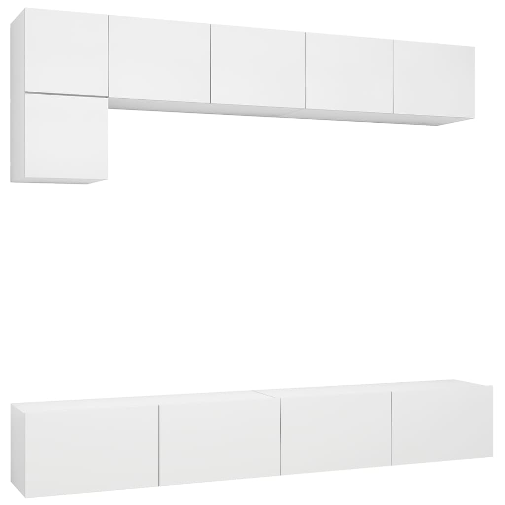 5 Piece Wall Mounted TV Cabinet Set White Particleboard