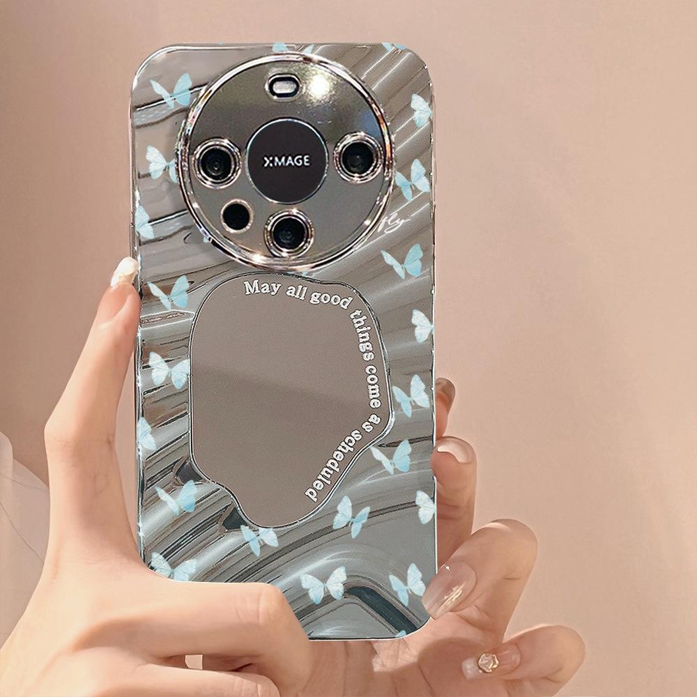 

Зеркальный чехол для телефона для iPhone 16 11 13 14 для 16 Pro 12 13 15 16 Pro Max для Samsung A15 A16 A35 A55 Милый чехол для телефона с облаком, цветком и щенком с гальваническим покрытием iPhone 11 Pro Max серебряный