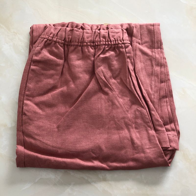 

Cropped Summer and Autumn Foreign Trade Women s Clothing Fashion Loose Linen Brick Red B- 13-12-2 S