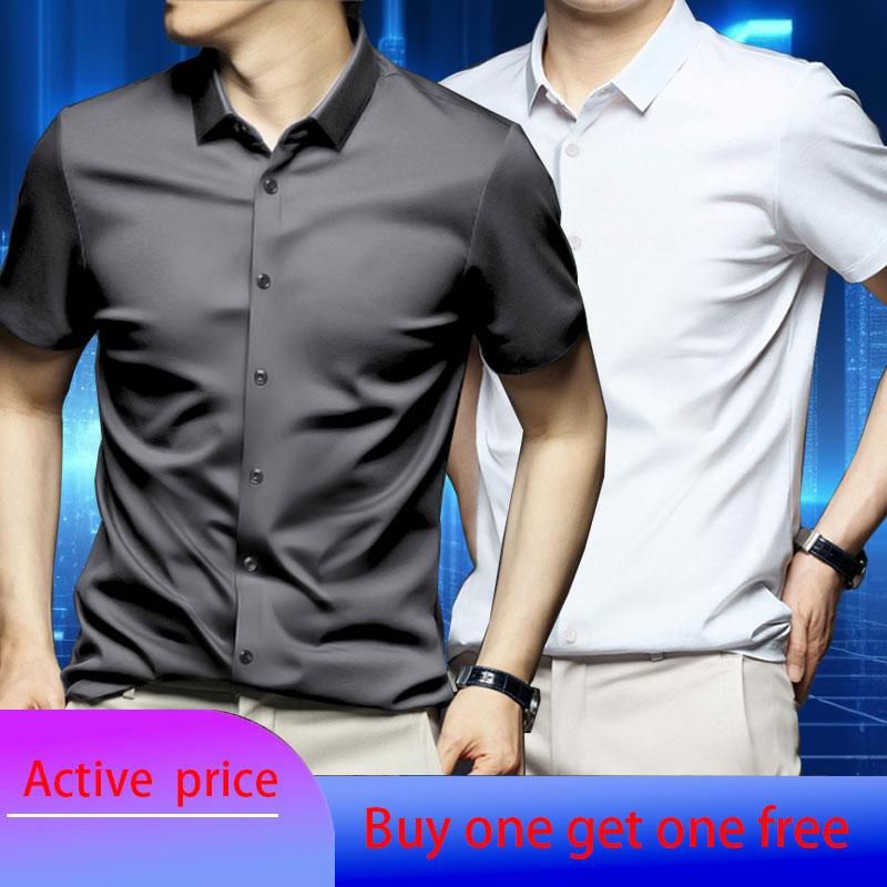 6XL Men's Short Sleeve Shirt Summer New Style Ice Silk Ice Feeling High Quality Large Size No Iron Business and Leisure