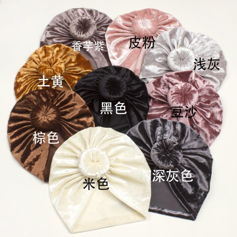 Autumn and winter baby new skin-friendly golden velvet hat, children's soft and delicate pullover hat, baby hat