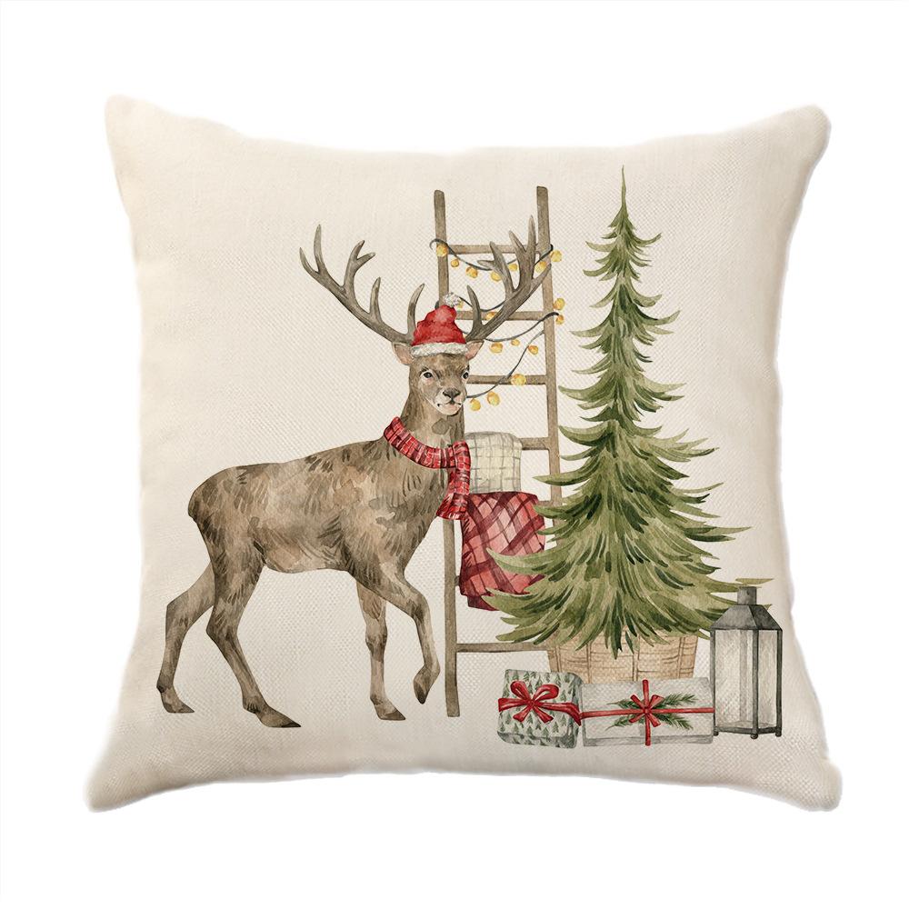 Christmas Theme Printed Sofa Pillow Case Christmas Atmosphere Decoration Bay Window Cushion