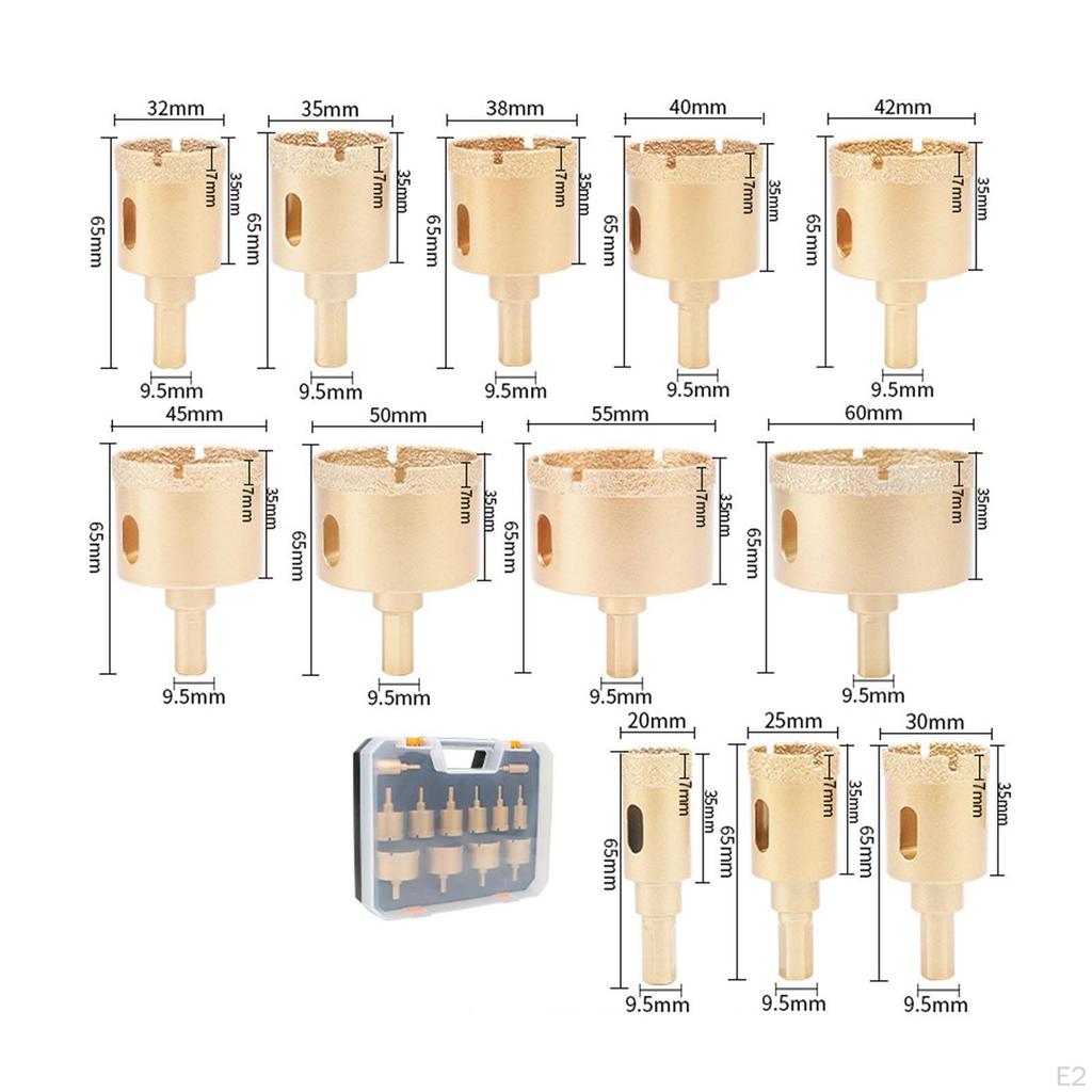 12 Pieces Diamond Core Drill Bit Kit with Carrying Case for Tile Ceramic Portable Accessories Easily