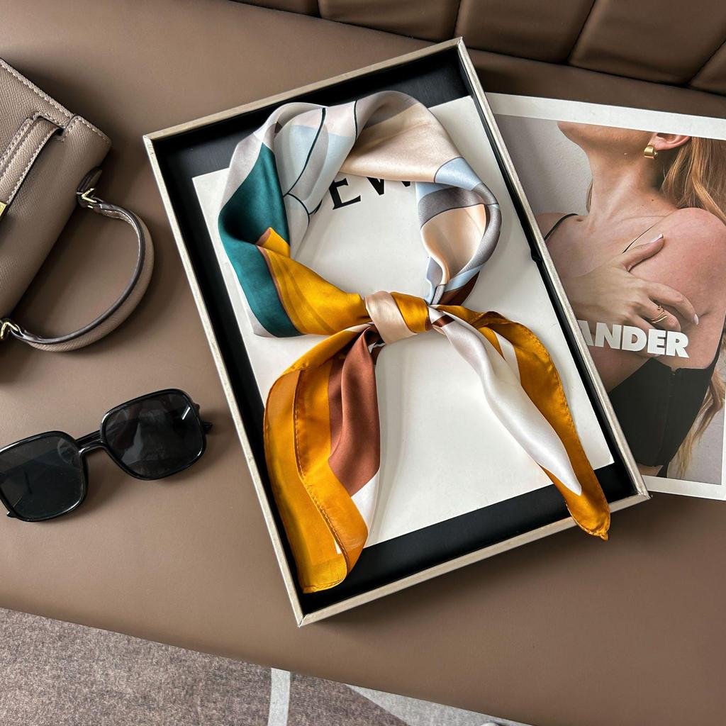 Korean Style High-End Printed Silk Scarf - Versatile Fashion Accessory